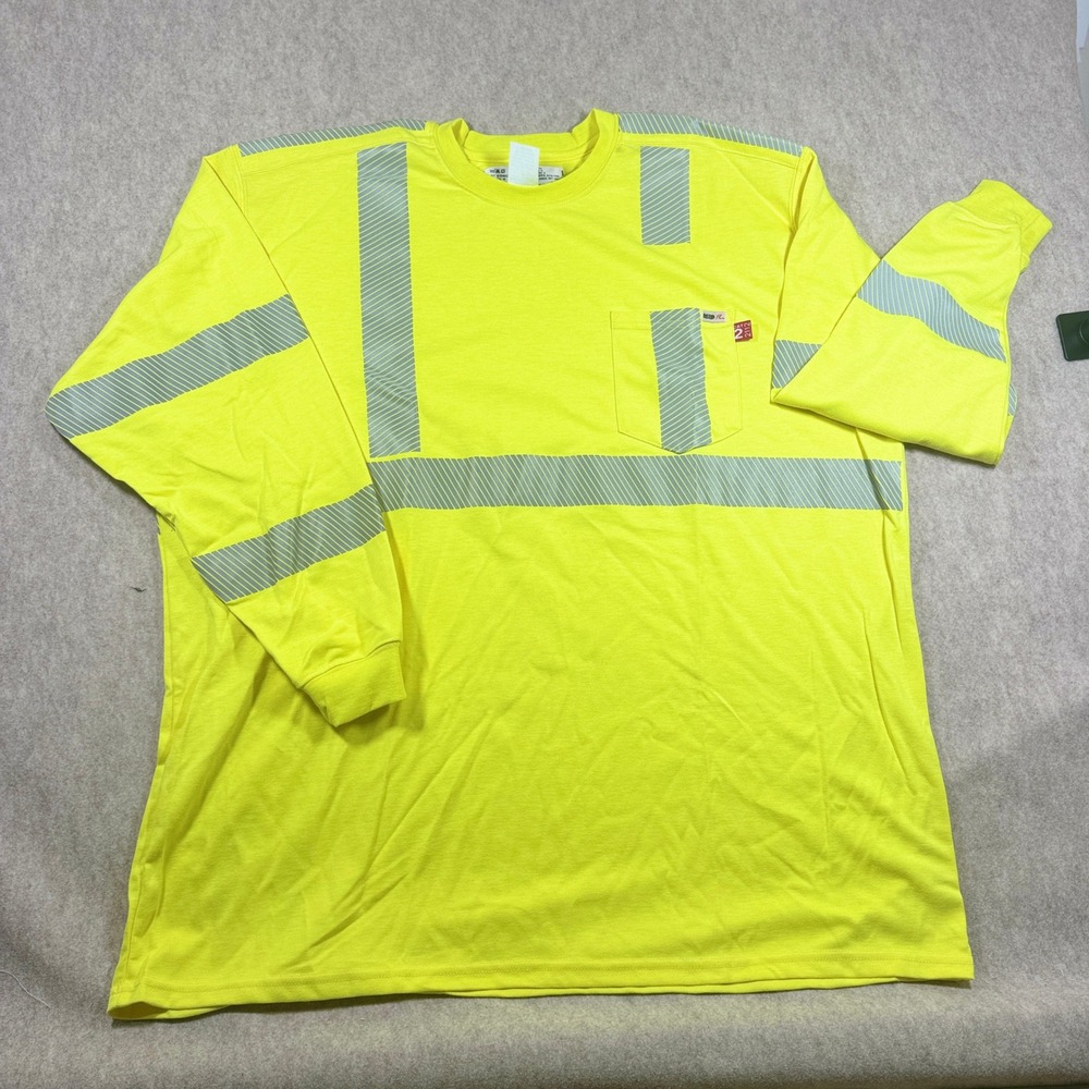 Reed FR Work Shirt Mens 3XL Hi-Vis Yellow Long Sleeve Reflective NFPA 2112 CAT 2